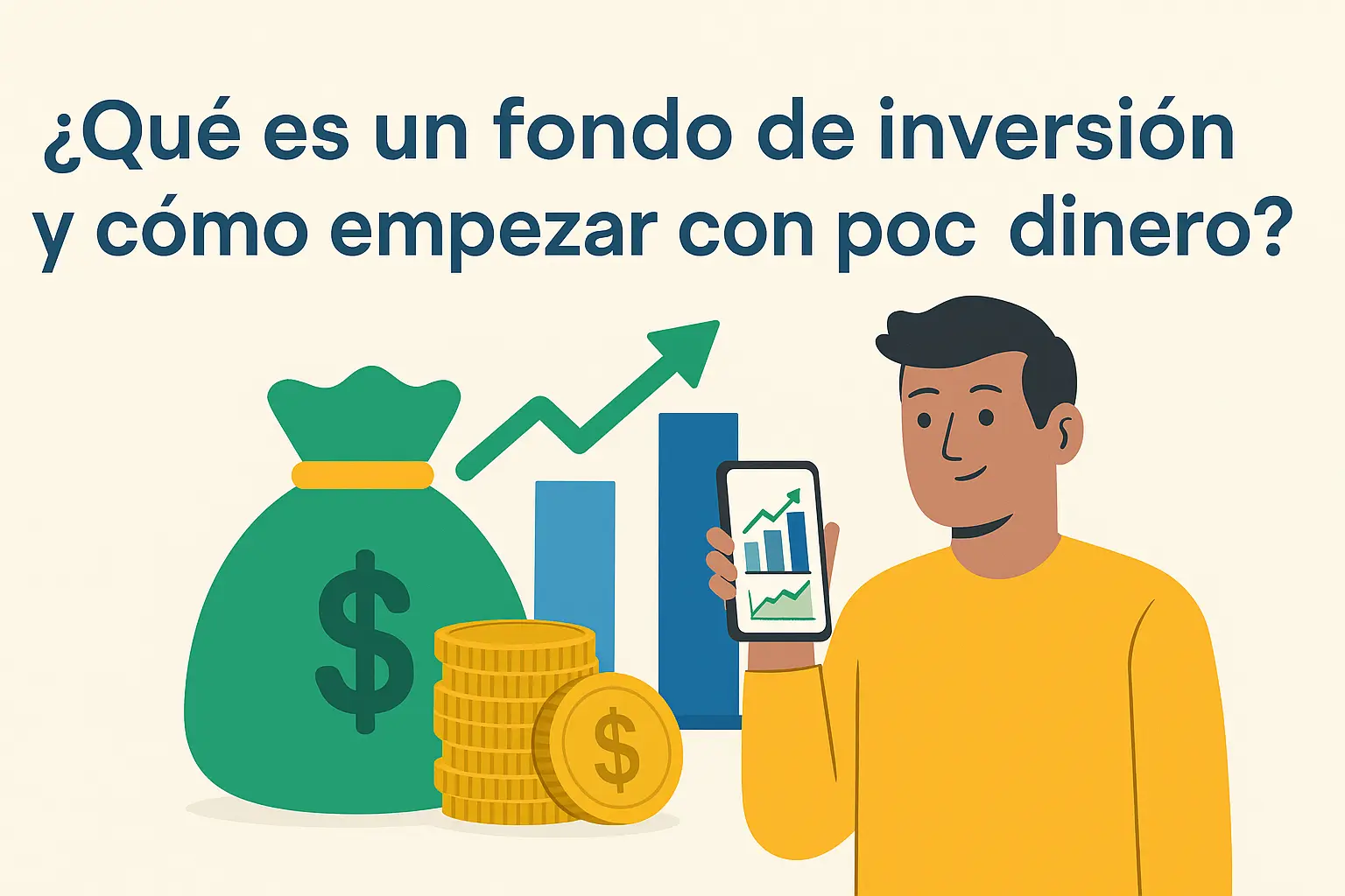 Joven aprendiendo qué es un fondo de inversión y cómo empezar con poco dinero